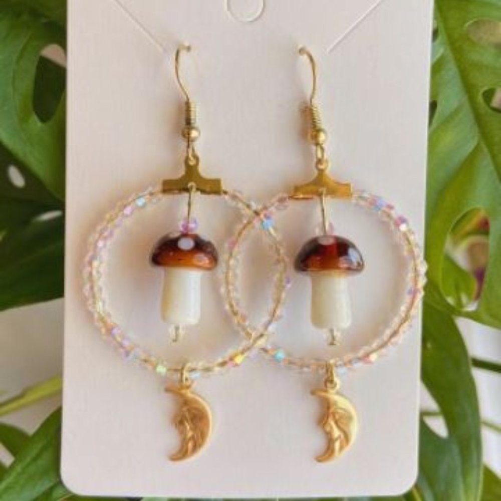 Mushroom Hoop Earrings